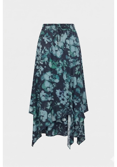 Lijuri Asimetrik Kesim Floral Etek 4093 Multi
