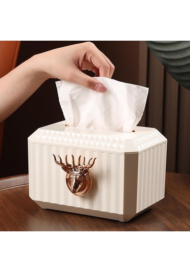 Suntek Tezgah Beyaz Peçete Kağıt Tutucu Geyik Kafası Heykel