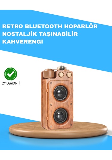 Retro Radyo Tasarım Bluetooth Hoparlör 1800mah Uzun Çalma Süresi