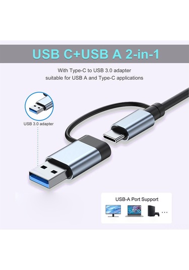 Youmex 8 Portlı Metal Usb A/usb-c Hub: Usb 3.0/2.0, 3.5mm Ses, Sd/tf Kart Okuyucu - Hızlı Veri Transferi Ve Çoklu Bağlantı