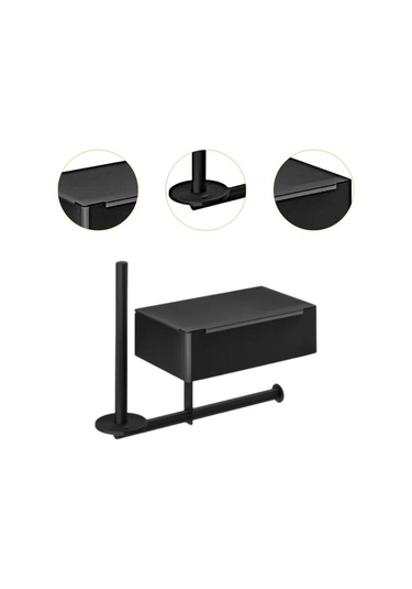 Suntek Tuvalet Kağıdı Tutucu Duvara Monte Metal Rulosu Otel Siyah