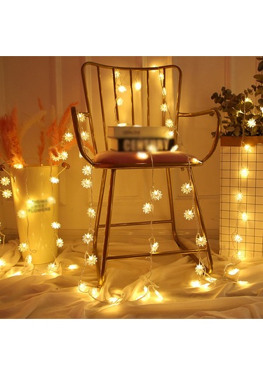 Honmex 3 Metre 20 Led Yıldız Desenli Noel Dekorasyon Işığı - 3 Aa Pil - Sürekli Aydınlatma - Sıcak Beyaz Çok Renkli