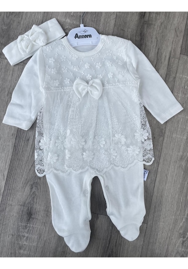 Papatya Küpürlü Bandanalı Tulum Ekru