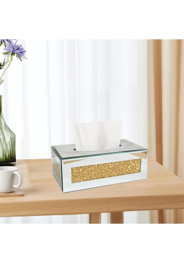 Homyl Mendil Kutusu Kapağı Oturma Odası Dekoru Vanity Tezgahı Altın