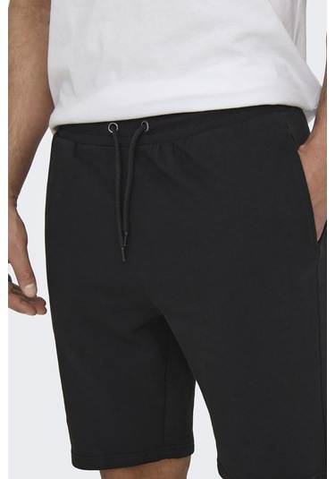 Only & Sons Erkek Onsneıl Belden Bağlamalı Pamuk Şort 22015623 Siyah