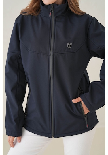 Su Ve Rüzgar Geçirmez İçi Polarlı Kadın Softjel Mont Lacivert