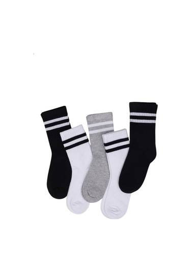 Çocuk Çorap Soket 3 Çift Unisex Beyaz-siyah-siyah-2138 Siyah