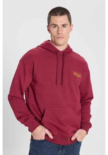 Wrangler Erkek Relaxed Fit Kapüşonlu Sweatshirt Bordo