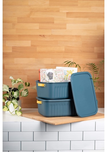 Finehome Boxy 2'li Çok Amaçlı Kutu 10lt Mavi