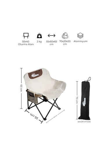 Urban Badger Nidavel Kanvas Katlanabilir Sandalye - Bej