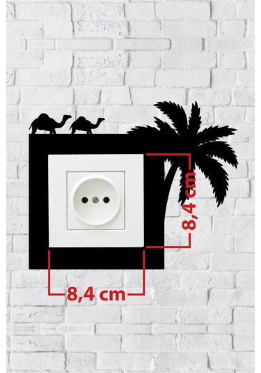 Palmiye Deve Tasarım Priz Çerçevesi İç Ölçü 8,4x8,4 Cm Dekoratif Priz Süsü Ve Anahtar Çerçevesi