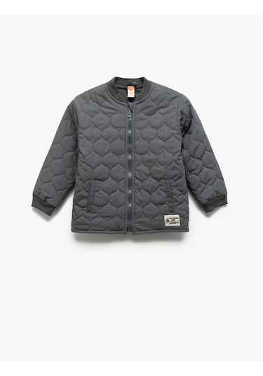 Koton Uzun Kollu Fermuarlı Pamuklu Kapitone Mevsimlik Mont Antrasit 5smb20005tw Antrasit