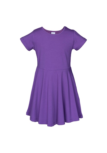 Lovetti Mor Kız Çocuk Düz Basic Kısa Kol Elbise 9560M021 Mor