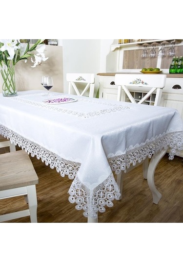 Beyaz Kare Dikdörtgen Masa Örtüsü Düğün - 60 X 60 Beyaz