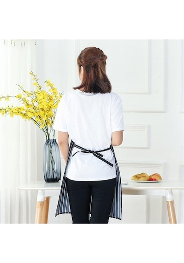 Unisex Anti Yağ Pişirme Yular Önlük Şerit Baskılı Restuarant Garson Önlüğü Mutfak Aksesuarları 4