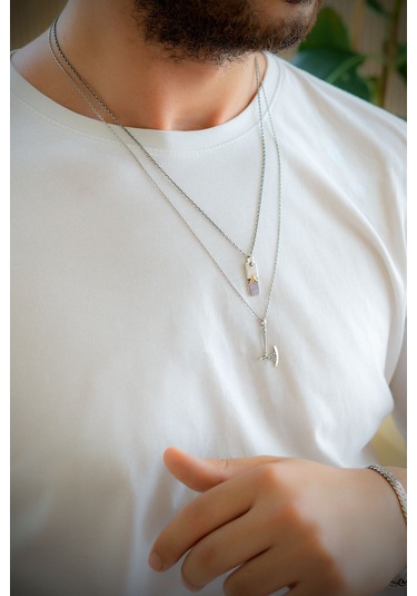 Savaş Baltası Figürlü Erkek Gümüş Kolye