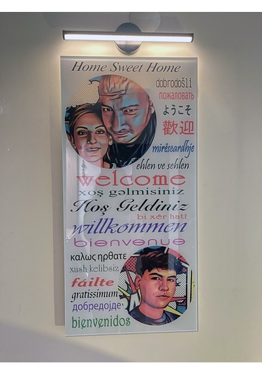 Kişiye Özel Kırılmaz Cam Baskı Hoşgeldiniz Karşılama Yazısı+ışık