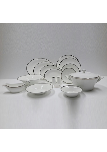 Evaliza Coupe Paisley Platin 60 Parça 12 Kişilik Yemek Takımı