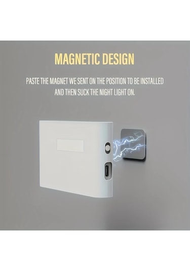 Honeybeeshop 4 Adet Led Sensörlü Şarj Edilebilir Usb Duvar Aplike Hareket Sensörlü Ayarlanabilir Işık Yatak Odası Koridor Dolap Mutfak