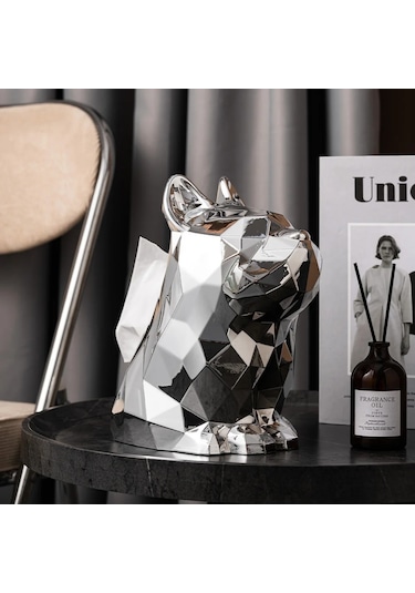 Gümüş-ışık Lüks Doku Kutuları Plastik Peçete Tutucu Fransız Bulldog Heykel Basit Gözlük Tutucular Ev Dekoratif Masa Düzenleyici