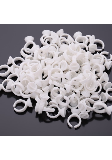 Gajeena 100 Adet Plastik Kirpik Bağlama Macunu Taşıyıcı Yüzükleri - Küçük Boy Dış Çap 1.3cm, İç Çap 1.1cm - Kirpik Uzatma Ve Kaş Dövme İşlemleri İçin