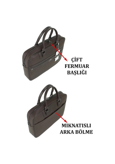 Case Club 2208 Evrak Çantası 15.6 İnç Laptop Bölmeli Omuz Askılı Busines Kahverengi