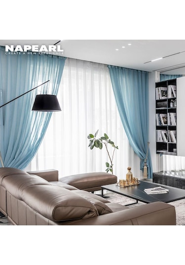 Siyah 1 Pc Napearl Tül Perde Düz Renk Sırf Perde Oturma Odası Tül Pencere W100cm X L260cm Siyah