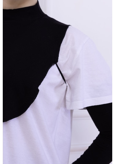 Balıkçı Yaka Boyunluk Siyah - Dik Yakalı Kadın Tesettür Penye Yarım Body Viskon Hijab Siyah