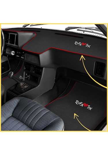 Tofaş Şahin Doğan Kartal Düşük Alçak Torpido Halısı & Siyah Oto Halı Paspas Nakışlı Tasarım