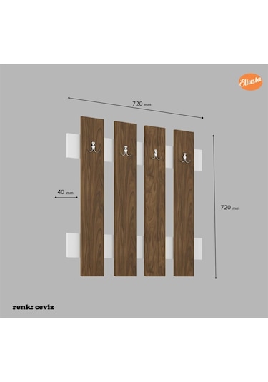 Askılık Duvar Askılığı Portmanto Antre Askılık Vestiyer Anahtarlık Ceviz - Beyaz