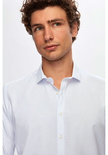 Twn Slim Fit Beyaz Baskılı Easy Iron Gömlek 1ef0221012880 Beyaz