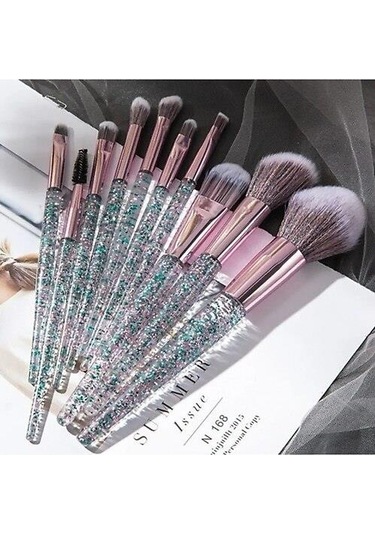 Fontenay Profesyonel Yeşil Simli Makyaj Fırça Seti 10'lu