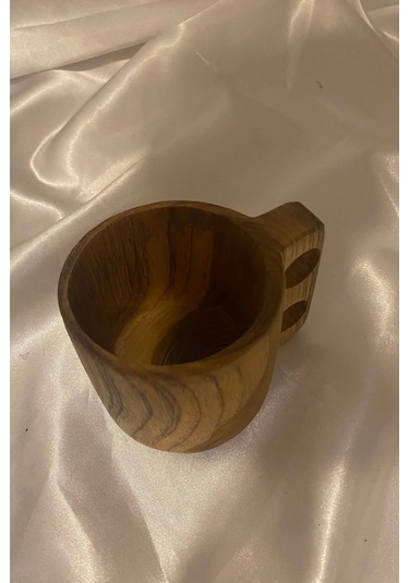 Kuksa Ahşap Rengi Tahta Bardak Kupa Kulplu