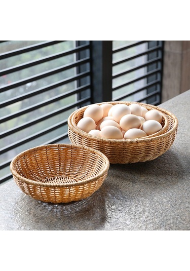 Suntek Rattan Ekmek Sepeti Taklit Dokuma Sepet Çok Amaçlı 20cmx6.5cm Diğer