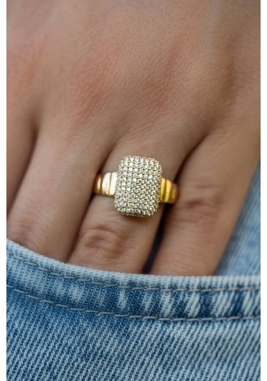 Çgk Kuyumculuk Taşlı Baget Tarzı Altın Yüzük Gold