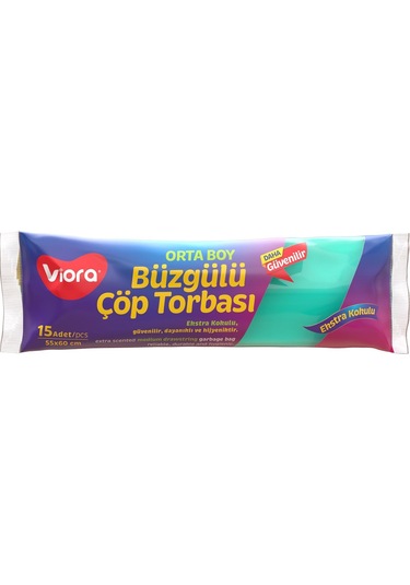 Viora Vrp-140 Büzgülü Çöp Torbası Orta Boy 55 x 60 CM 15 Adet