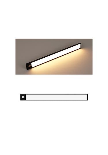 Sones Akıllı Otomatik İnsan Vücudu İndüksiyon Kablosuz Led Lamba 40cm Siyah + Sıcak Işık