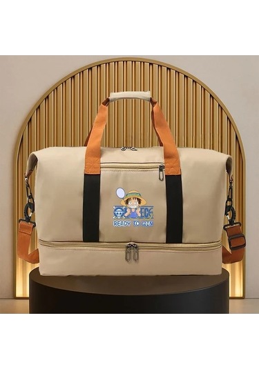 Sandwich Motion003 Bej Luffy Tasarımı Spor Çantası - Unisex, Her Mevsim Kullanım İçin Bej