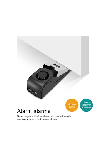 Geeksen 120db Mini Kablosuz Titreşim Alarmı Kapı Durdurma Alarmı Ev İçin Kama Şekilli Durdurucu Uyarı Güvenlik Sistemi Blok Engelleme Sistemi