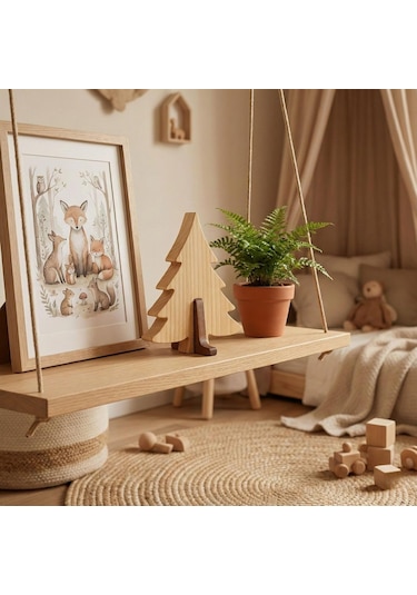 Simdale Wood İsimli Dekoratif Ahşap Çam Ağacı - Modüler Kaideli