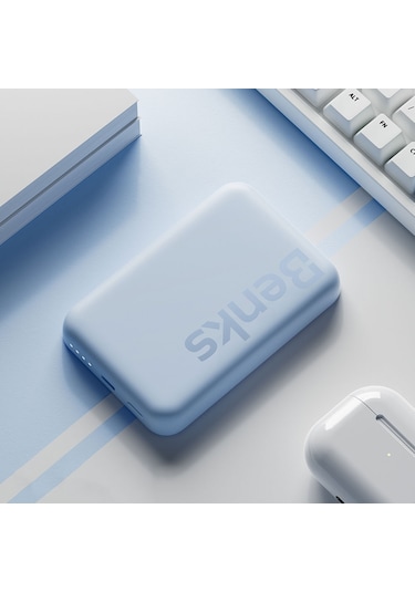Benks Mp10 6000 mAh İnce Tasarımlı Magsafe Powerbank Mavi