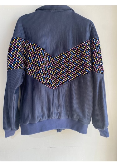 Unisex Aztek Retro Bomber Oversize Desenli Ceket Blüd4 Çok Renkli
