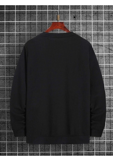 Erkek Siyah Munih Baskılı Oversize Sweatshirt Siyah