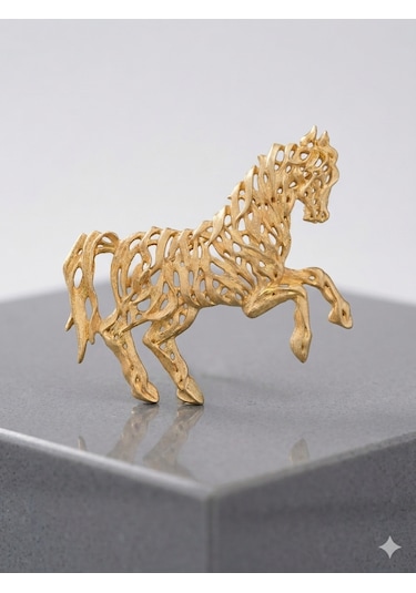 Kadın At Model Gold Detay Broş