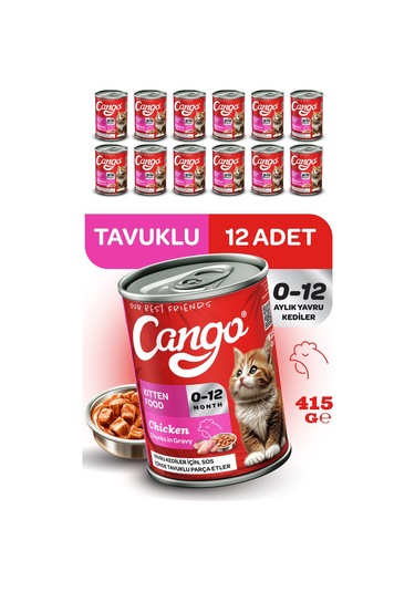 Cango Yavru Yaş Kedi Maması Tavuklu 415gr 12li