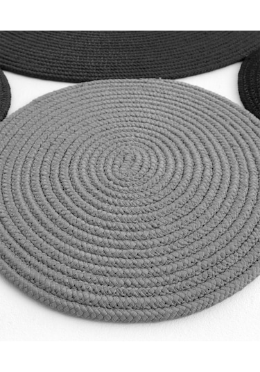 Cool Halı Luke 849 Siyah Beyaz Oval Halı Paspas Bohem Örgü Hasır Kilim Mutfak Balkon Banyo Halısı