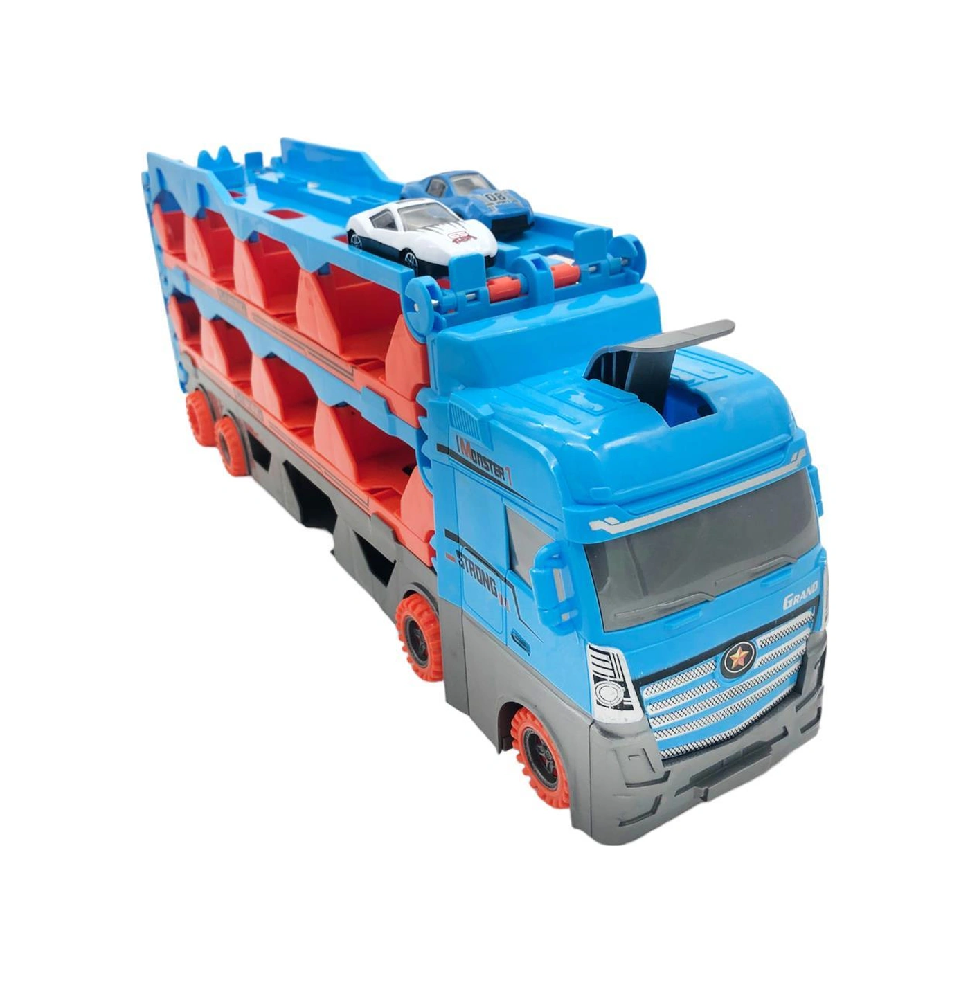 Farbu Oyuncak Sürat Pistli Tır, 2 Mt Pist Tek Kol Fırlatıcı 24 Araç Kapasiteli Taşıyıcı Tır, 2 Adet Araba İçerir Mavi Mavİ