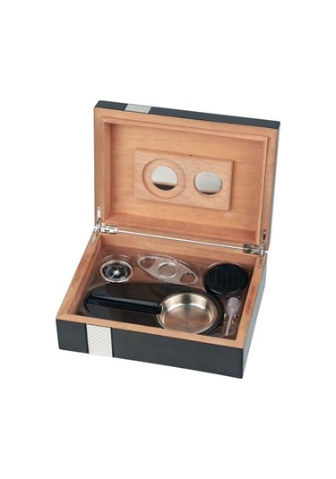 Passatore Karbon Sedir Humidor Puro Seti Siyah 20's