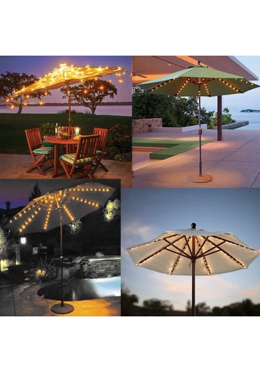Yifomall Güneş Enerjili Şemsiye Işığı, 8 Fonksiyonlu, Usb Şarjlı, 40 Saat Süre, Ip67, 104 Led, Islak Beyaz, Çadır/plaj Işığı Beyaz