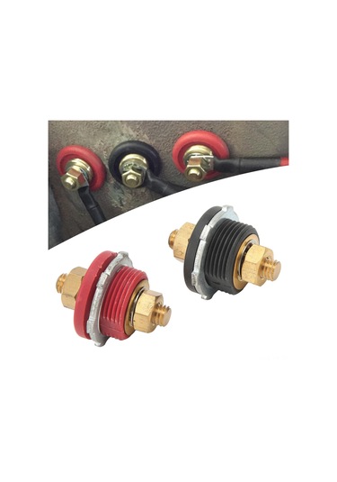 Yunboo 250a Akü Terminal Bağlantısı - Kırmızı-siyah 3/8" Uçlar, Panel Geçirgen Tasarım, Araç/rv/tekne Uyumlu Gümüş, Çinko Alaşımlı